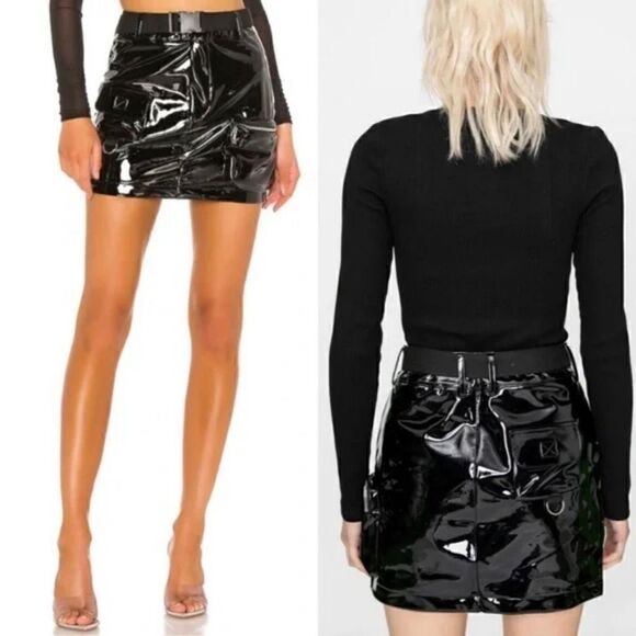 I.AM.GIA‎ Edam Skirt Vegan Leather Belted Zipped Storage Pocket Edgy Small Black - Picture 5 of 12